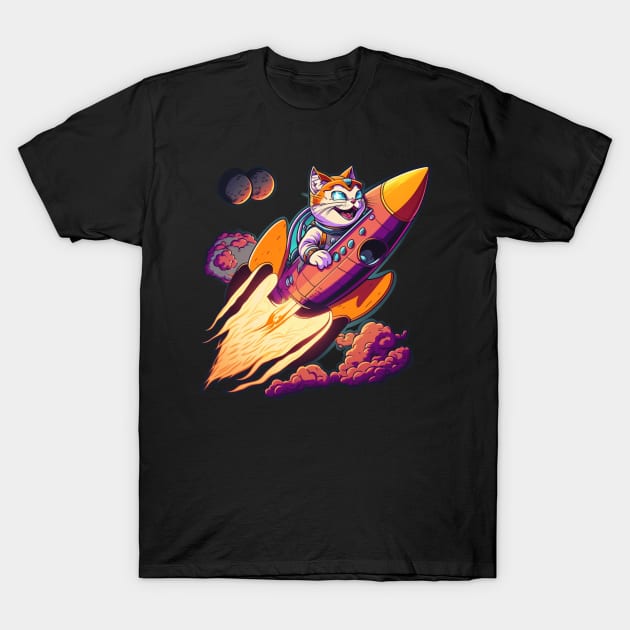 Rocket Meow T-Shirt by BankaiChu